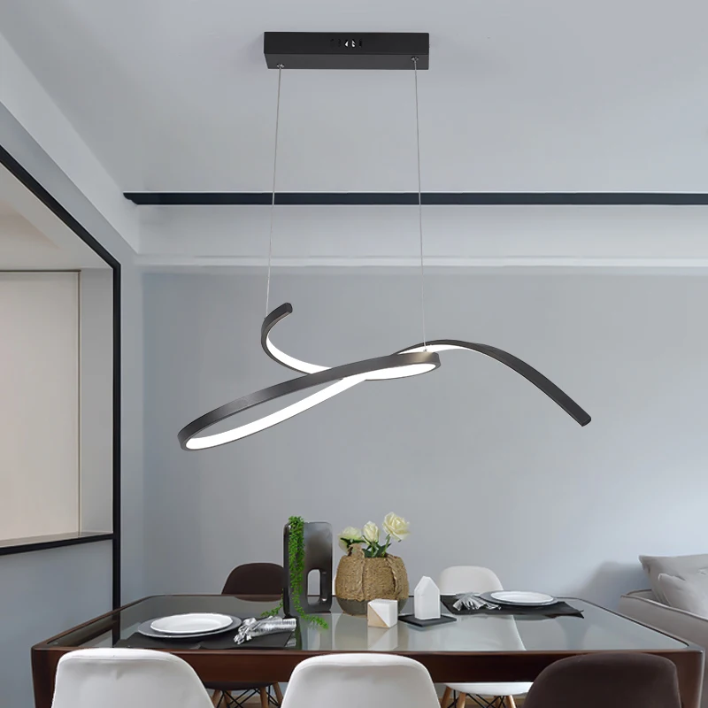 Online Negro mate blanco moderno Led luces colgantes para Comedor Cocina habitación Bar lámpara colgante accesorios de iluminación AC110V 220V