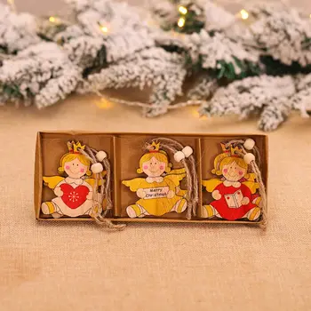 

18pcs Christmas Ornament Wooden Hanging Pendants Angel Snowman Car Decorations