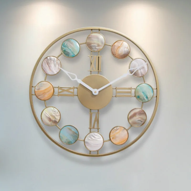 

Luxury Nordic Wall Clock Art Modern Creative Fashion Metal Round Wall Clock Zegary Na Sciane Large Living Room Home Decor MM60WC