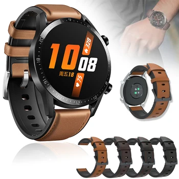 

Leather+Silicone Watch Strap For Huawei Watch GT2 42 46mm smartwatch Replace band for Ticwatch 2 E/HONOR Magic Watch Mens Strap