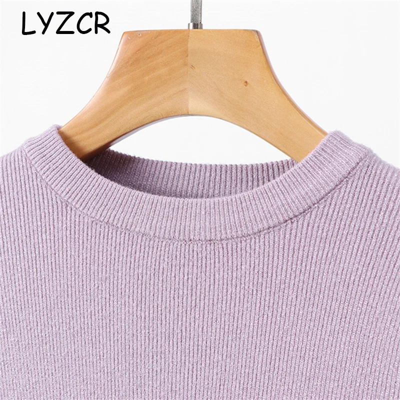 LYZCR, зимние кашемировые женские вязаные свитера-пуловеры, джемперы, базовый женский свитер в Корейском стиле, облегающие черные женские свитера