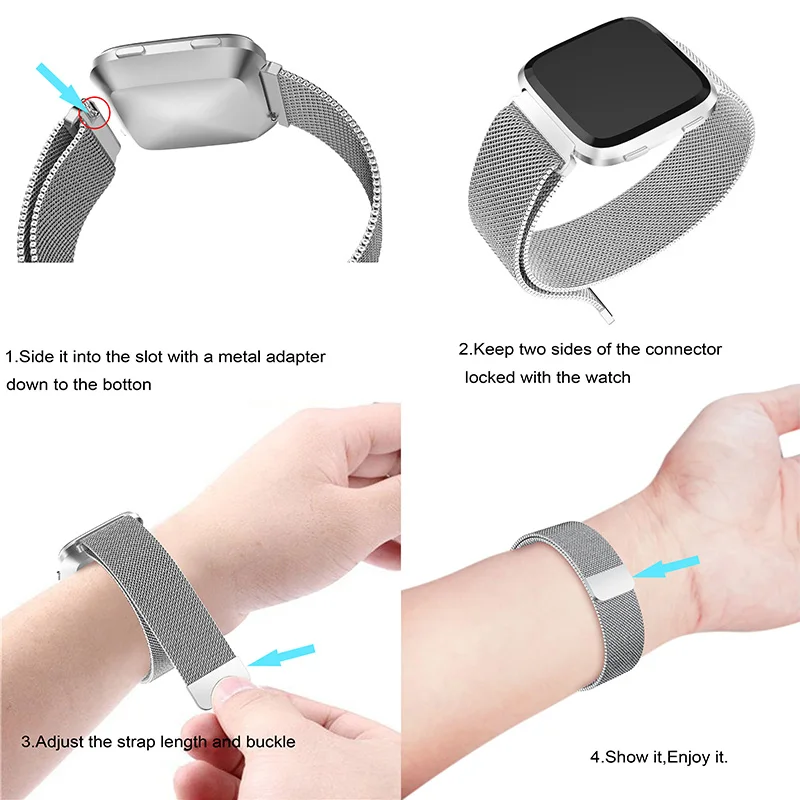Браслет Fitbit Versa из нержавеющей стали качественный ремешок для часов