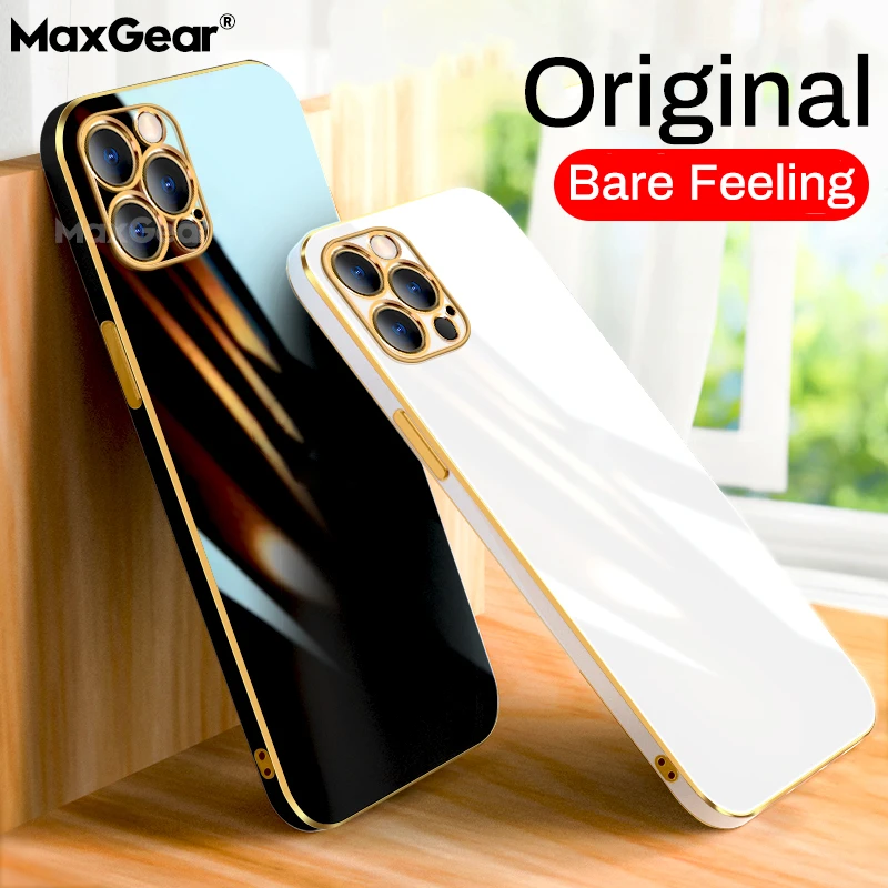 Luxury Square Plating Frame Soft Case For iPhone 12 Pro Max Mini 11 XS X XR 6 6S 7 8 Plus SE 2020 Glossy Shockproof Coque Cover iphone 11 Pro Max  silicone case