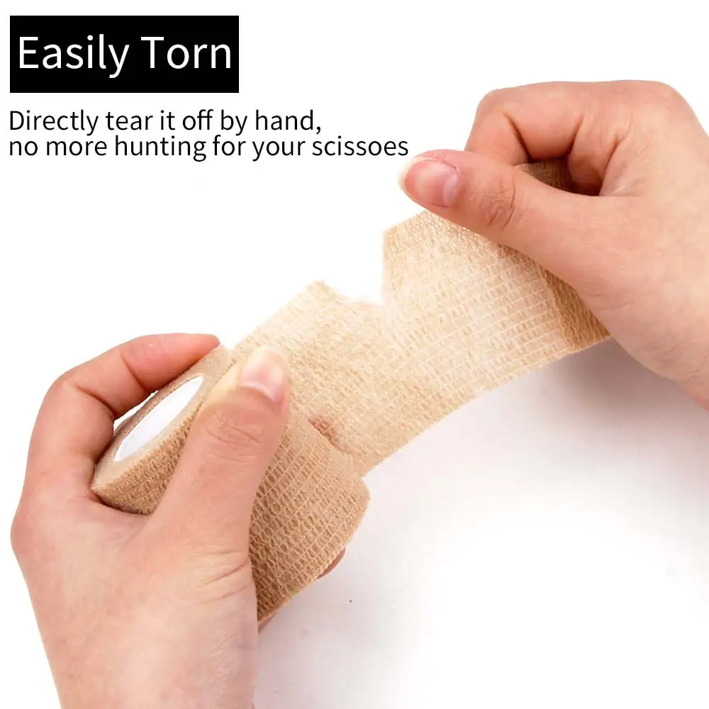 6/24/48Pcs Self-Adhesive Tattoo Grip Bandage Elastic Non-woven Wraps Tape Disposable Tattoo Bandage Grip Tape Finger Protection 4