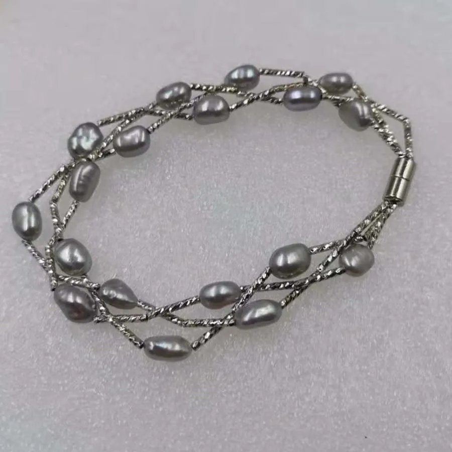 wholesale 10 pcs gray baroque freshwater pearl bracelets lots