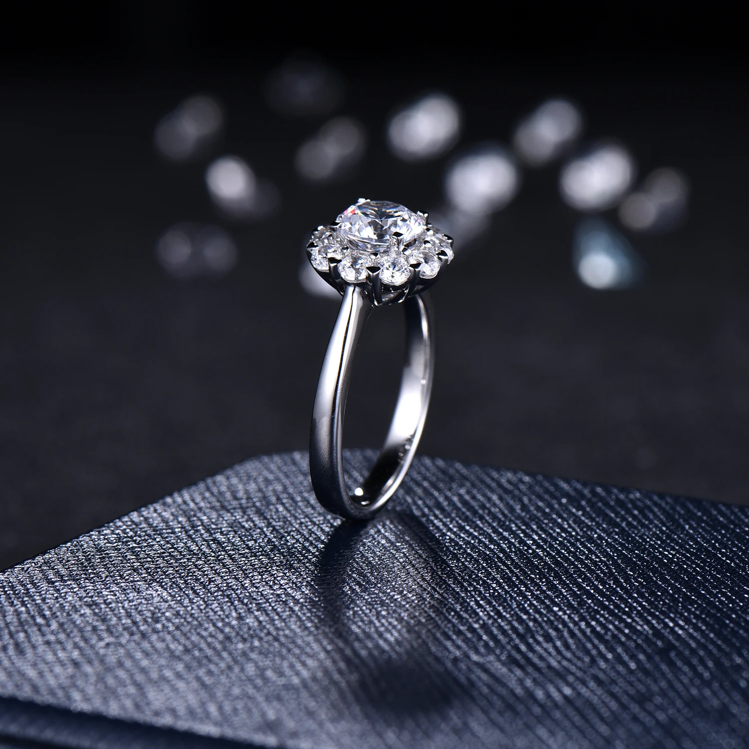 LASAMERO, цветочный ореол, акценты, 1.00CT, блестящая круглая огранка, 6,5 мм, муассаниты, обручальное кольцо на заказ, 14K золото, подарки на день Святого Валентина, кольцо