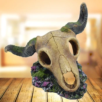 

Pet Reptiles Amphibians Habitat Fish Tank Ant Farm Decoration Imitation Sheep Head Shelter Hideouts for Lizard Chameleon Shrimp