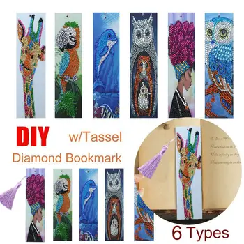 

DIY Special Shaped Diamond Painting Bookmarks diamond Embroidery Cross Stitch Tassel Bookmarks Books Gift