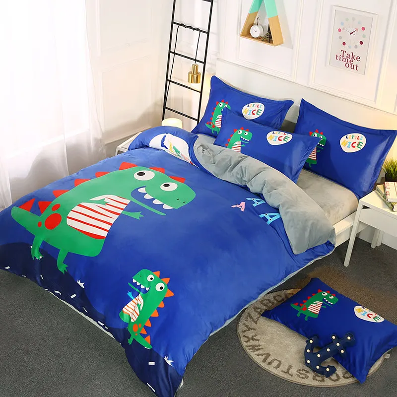 

Cartoon Coral Velvet Four-piece Set Thickened and Warm Winter Flannel Bed Sheet Bed Cover Double-sided Farley Velvet