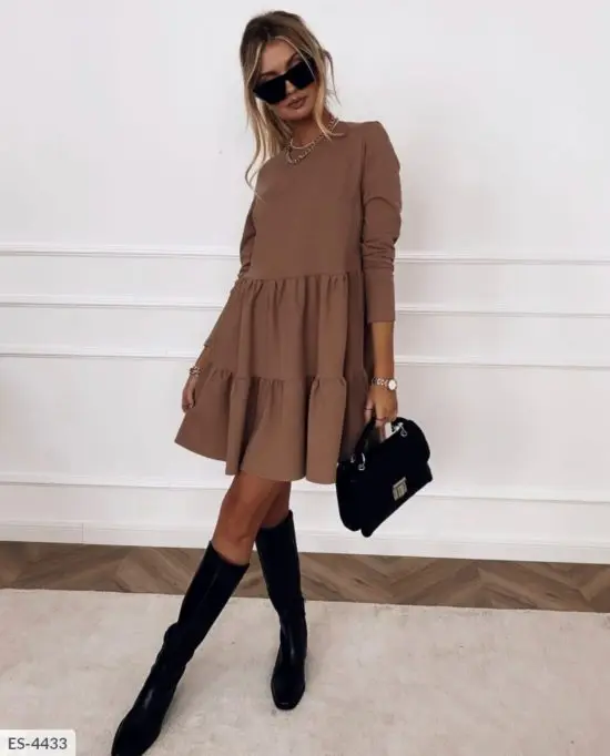 Rose Red Cropped Ribbed Pullover Women Elegant O Neck Long Sleeves Sweater main image 0