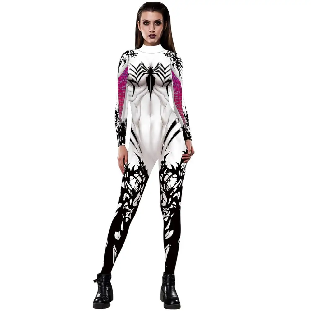 Женщина Супергерой удивительный паук Веном Гвен Стейси комбинезон косплей костюм боди зентай костюм Хэллоуин