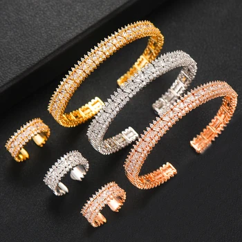 

GODKI Luxury Spring Jewelry Sets For Women Wedding Zircon Crystal CZ Qatar Bridal Bangle Ring Sets aretes de mujer modernos 2019