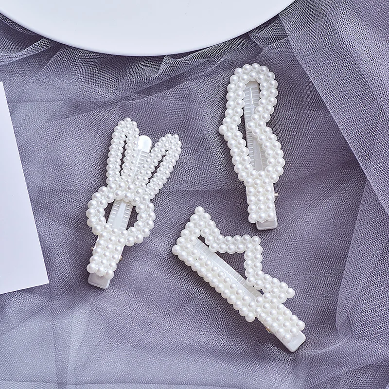

Korean Beaded Geometric Women Hair Clip Hairgrips Simulated Pearl Barrettes Hair Accessories Girls Jewelry Fashion Hair Pins
