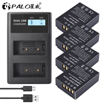 

4Pcs 1200mAh NP-W126 NP W126 NPW126 Batteries + LCD Dual Charger for Fujifilm Fuji X-Pro1 XPro1 X-T1 XT1, HS30EXR HS33EXR X PRO1