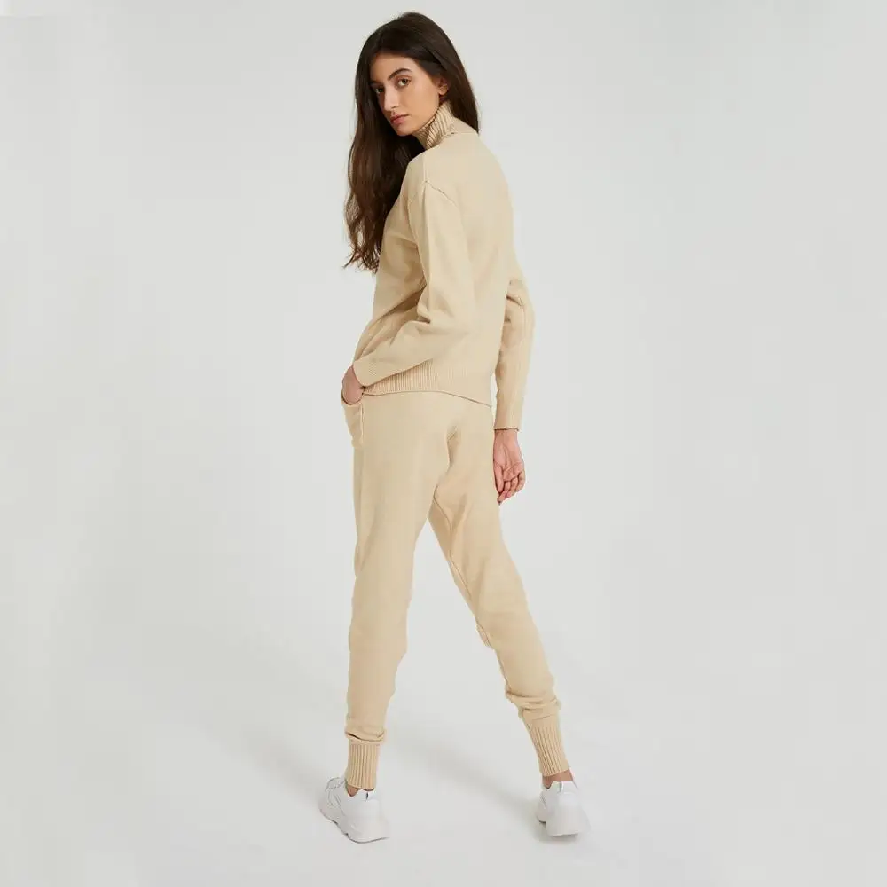 Cena WIXRA swetry damskie 2018 jesień zima kobiet z golfem na co dzień luźne damskie swetry z dzianiny swetry odzież damska