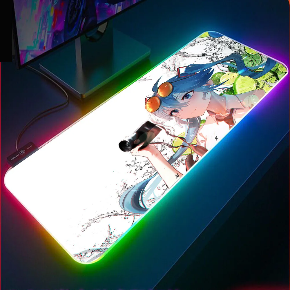 

Girl Holding A Camera Anime RGB Gaming Mouse Pad with UDB Backlight LED Mini Mousepad Laptop Keyboard Gamer Best Choice Mousepad