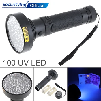 

SecurityIng 395nm UV 100 LED Violet Multi-function Flashlight Support 6 x AA Batteries for Fluorescent Agent Detection