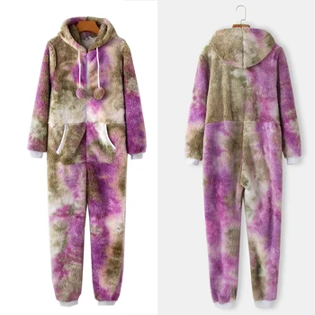 

Pajamas Nightgown Women's Winter Sleepwear Long Sleeves Plus Plush Thick Home Jumpsuits Hooded Homewear Pajama Robes Mujer Mono