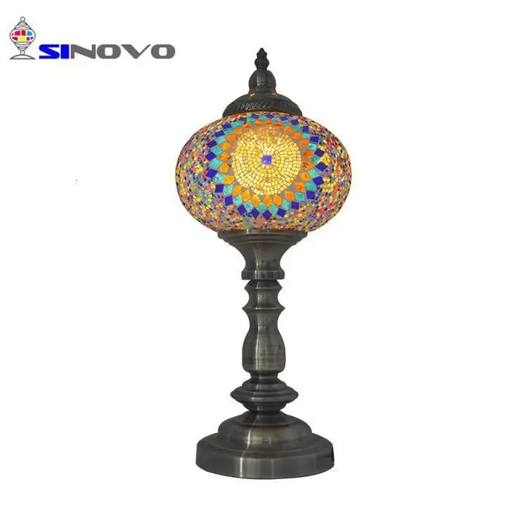 

New style electroplating metal mosaic glass bedside reading Led table lamp