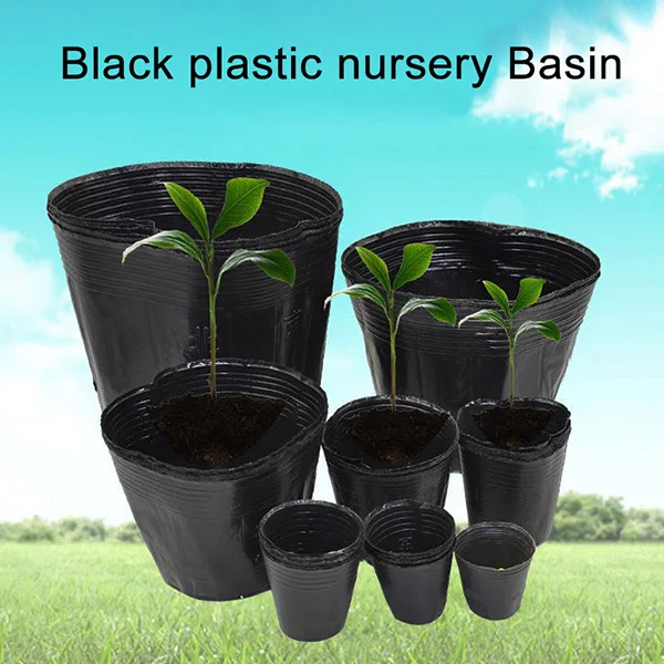 100Pcs Garden Plant Grow Pot Flowerpot Plastic Pouch Nursery Raising Bag Decor 