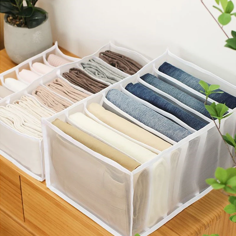 New style jeans compartment storage box closet clothes drawer mesh