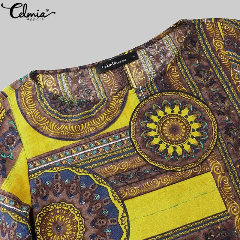 Женское богемное длинное платье макси с принтом, женское повседневное хлопковое льняное платье с расклешенными рукавами размера плюс, летнее платье