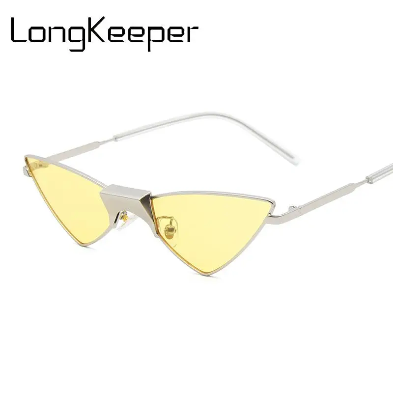 Longkeader, женские солнцезащитные очки кошачий глаз, роскошные брендовые сексуальные треугольные солнцезащитные очки, женские модные маленькие металлические очки, UV400 Gafas