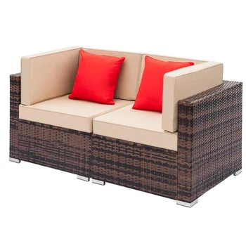 

Fully Equipped Weaving Rattan Sofa Set with 2pcs Corner Sofas Brown Gradient