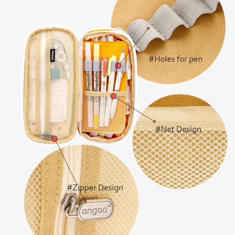 Large Capacity Pencil Cases Canvas Pencil Bag Pouch Holder Box for Girls Office Student Stationery Organizer School Supplies