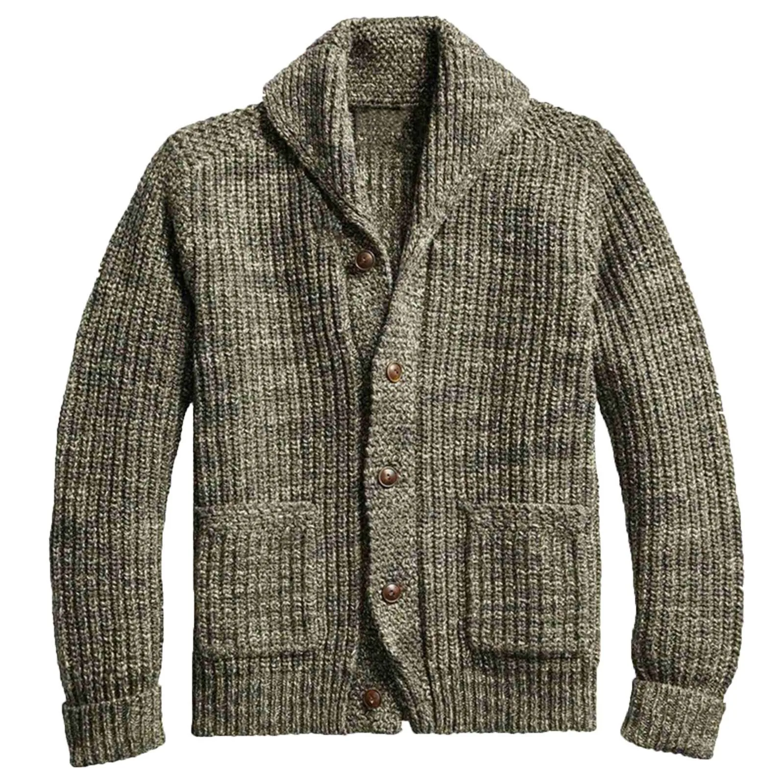 Men's Thick Sweater Coat Autumn&winter Turn-down Collar Long Sleeve Single-breasted Knitting Cardigan Jacket Top Свитер Мужской 2