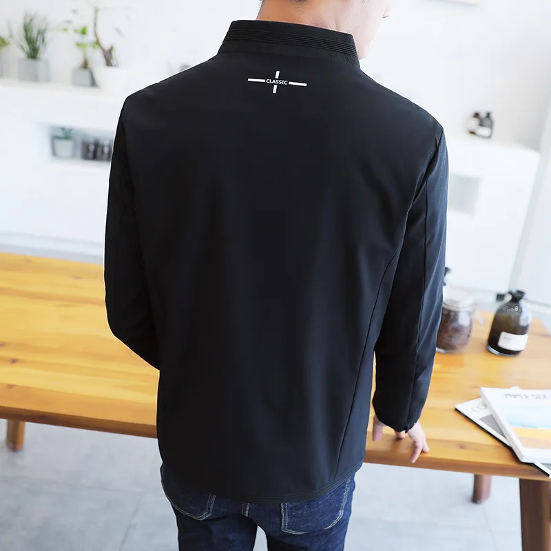 

2018 Men's Korean-style Jacket Slim Fit Spring And Autumn Fashion Coat Men'S Wear Young And Middle-aged Stand Collar Jacket
