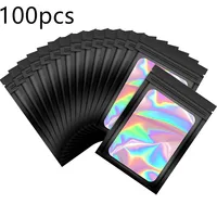 100PCS Laser Thicken Plastic Aluminum Foil Ziper Lock Packaging Bag  Resealable Jewelry Necklace Bracelet Storage Pouch Food Bag 1
