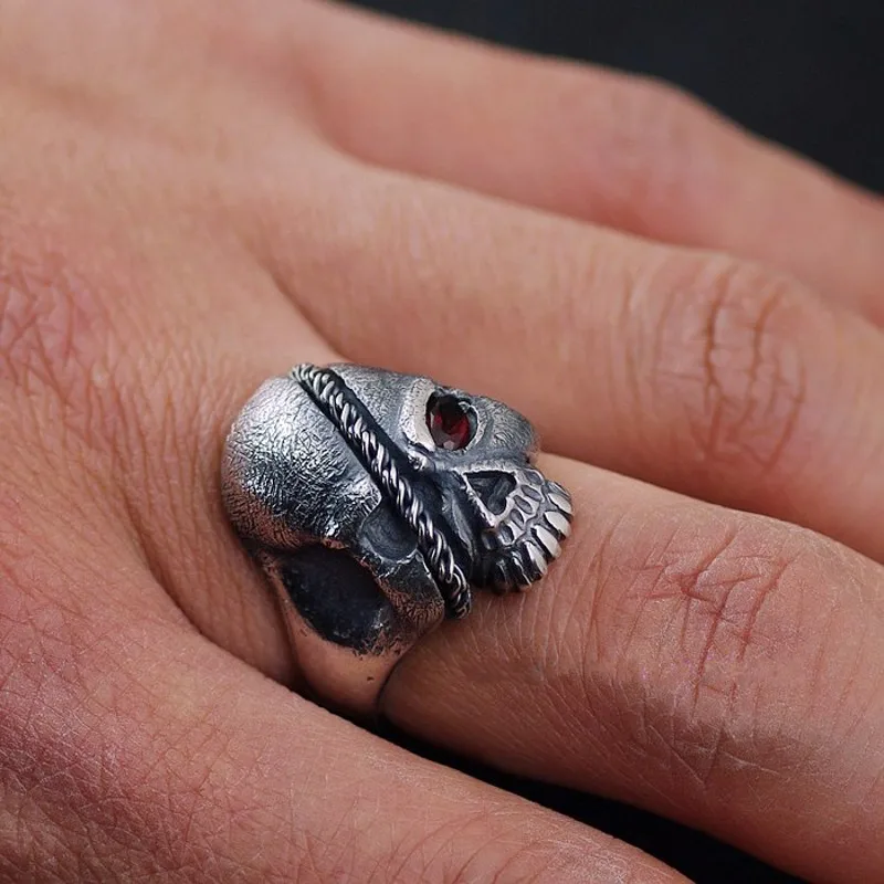 Импорт из Таиланда серебряное кольцо в виде пиратского черепа мужское кольцо|skull