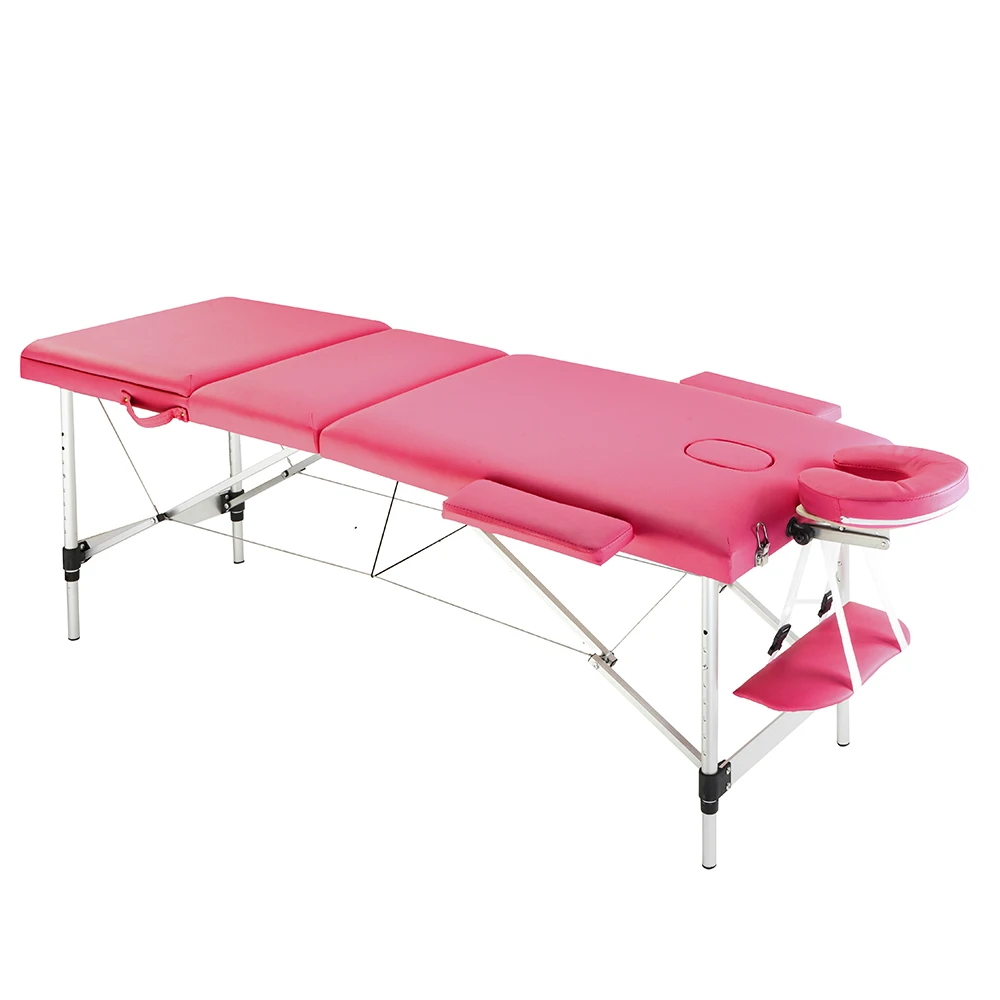 Розовый цвет салон складной портативный алюминиевый ног косметический массажный стол 60 см Широкий Быстрая доставка