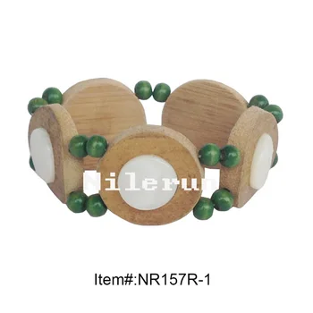 

Fashion little green beads/white shell natural original bamboo piece bracelet