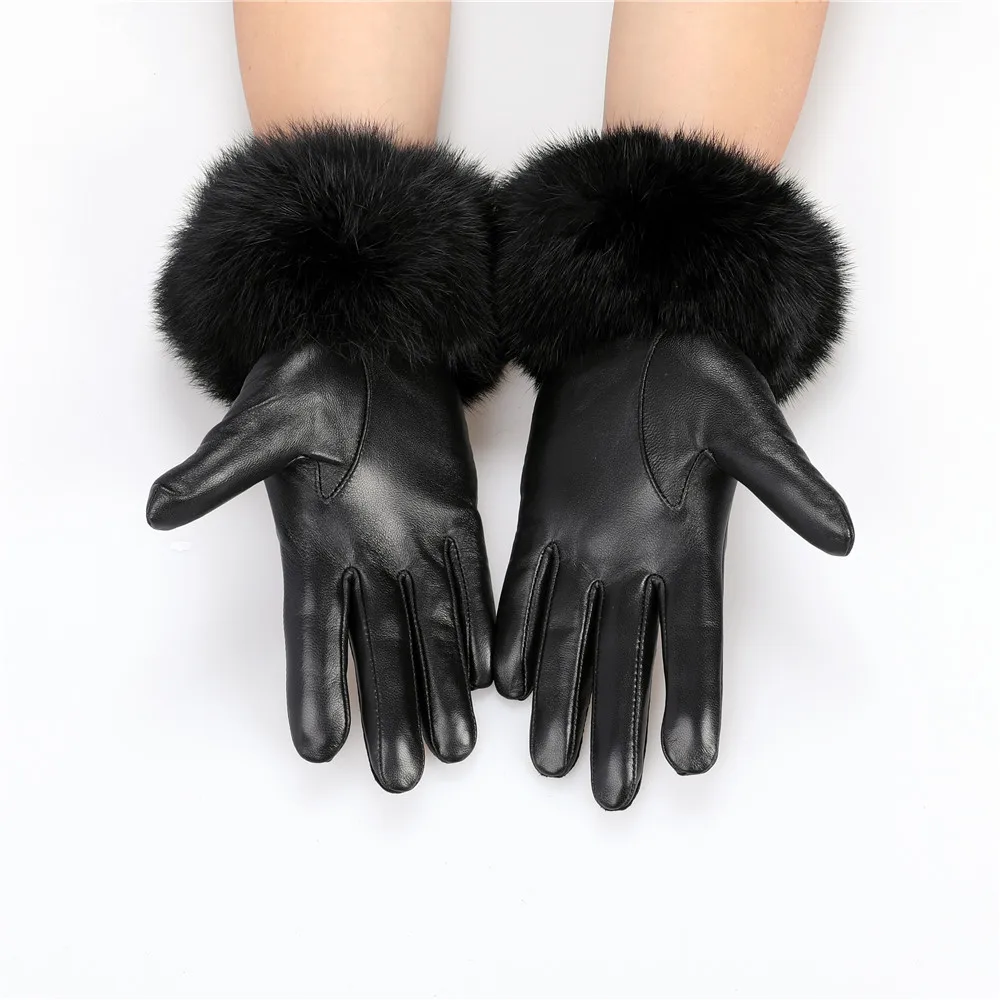 Guanti invernali moda donna vera pelle di montone con Touchscreen Cashmere pelli