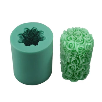 

Silicone pudding jelly dessert chocolate mould polymer clay molds 3D rose cylindrical candle form handmade soap mould