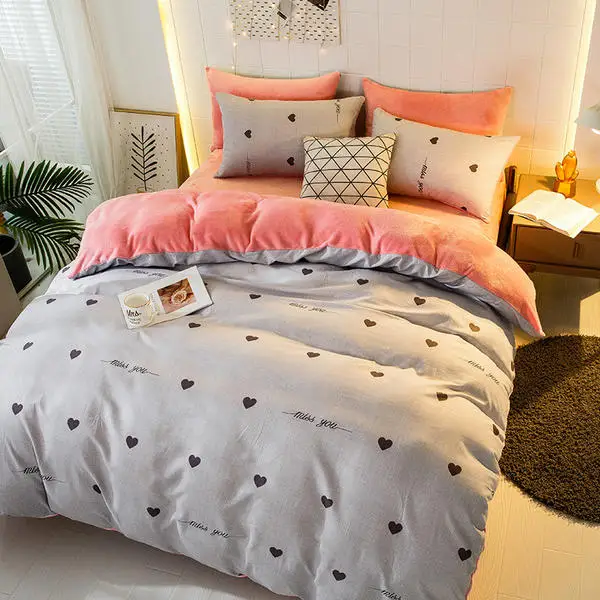 

Luxury Bedding Set 1 Pcs Cotton+Flannel Quilt Cover Duvet Cover Valentine Cute Kids Comforter Cover 180*220/200*230cm