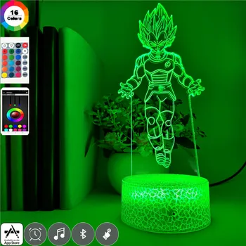 

Dragon Ball Vegeta Figure Led Night Light Kids Home Decoration Atmosphere for Children Usb 3d Led Table Lamp Speaker Bluetooth