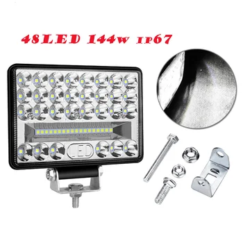 

6000K LED Work lights White 6000LM 144W 48LED Driving Truck Tractor 4WD