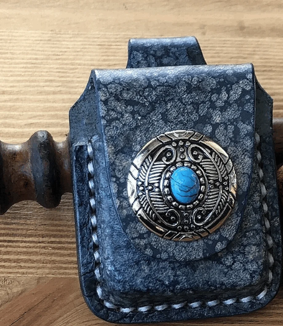 

High Grade Vegetable Tanned Layer Cowhide Cigarette Box Lighter Holder Storage Container Best Gift Handmade Lighter Case LFB401