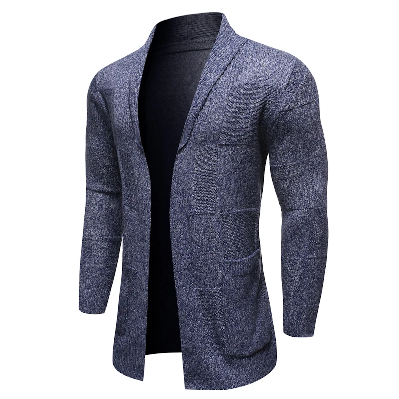 Loldeal Long Sweater Cardigan Business Men Solid Color Knit Lapel Mixed Cotton Comfort Loldeal Long Sweater Cardigan Business Men Solid Color Knit Lapel Mixed Cotton Comfort