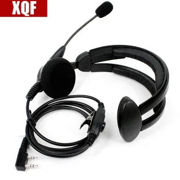 

XQF New Black 2 Pin Headphone Headsets with Swivel Boom Mic for Kenwood Baofeng UV-5R Two Way Radio