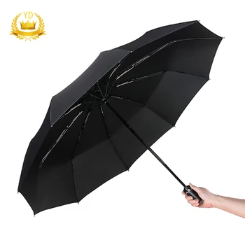 

Hot 1PC Fully Automatic Black Double Umbrella Padded Foldable Wind Parasol Waterproof Men Lady Double Mini Umbrella