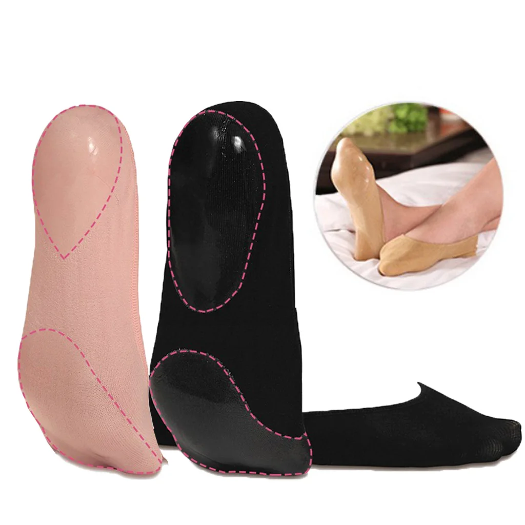 

Stretchable Casual No Show Socks Non Slip Flat Boat Liner Ball of Foot and Heel Silicone Gel Padded for Heel Shoes