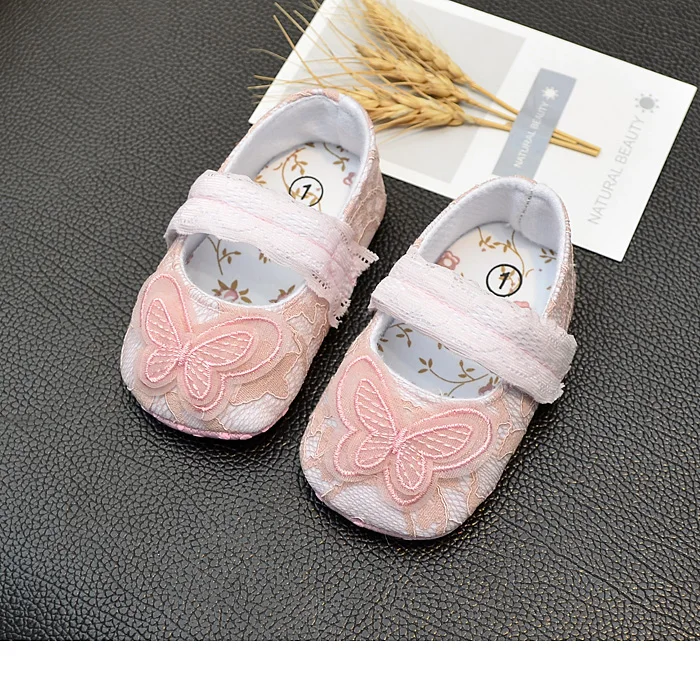 Весенне-Осенняя обувь с мягкой подошвой для малышей 0-1 лет; кружевная обувь принцессы для маленьких девочек