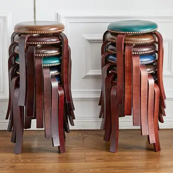 

American wrought iron stool home simple fashion bench Makeup stool thick adult round stool dining meal