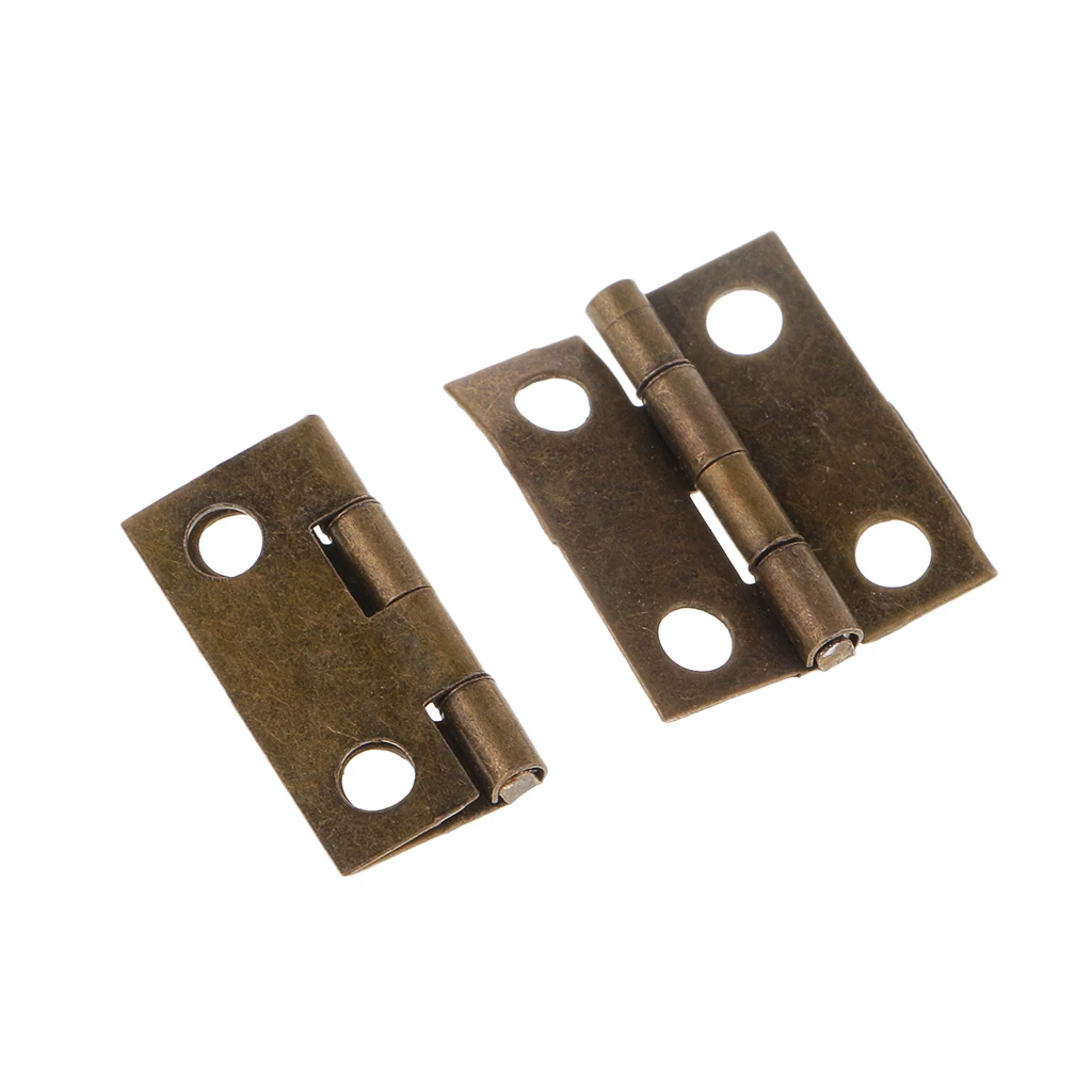 50x Bronze Iron Vintage Rectangle Wooden Jewelry Gift Box Hinges With Screw