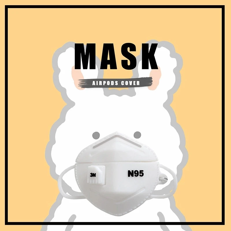 mask Headphone case for Airpods Earpods bluetoot Case Silicone Cartoon Cover for earphone Cute Ear phone kids tool