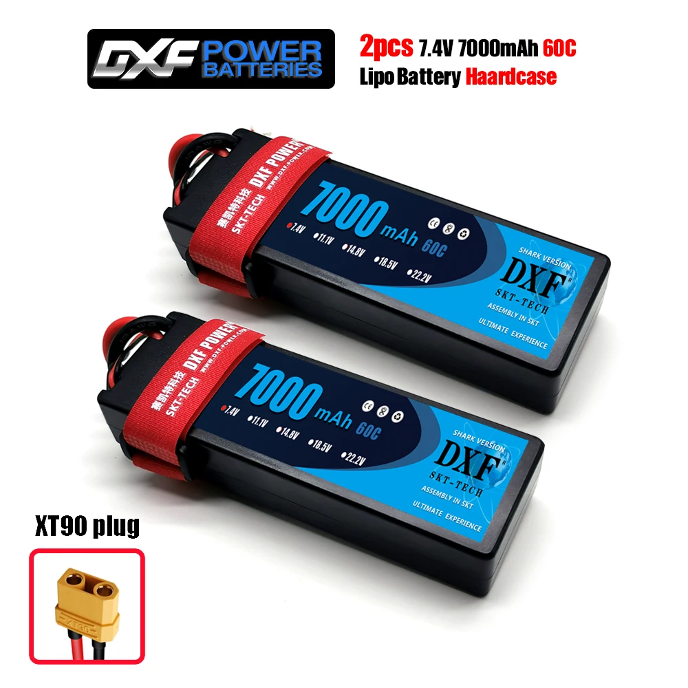 DXF 7000mAh 7,4 V 60C Lipo батареи для RC автомобилей 2S RC Lipo батарея с Deans Разъем для RC автомобилей Грузовик вертолет лодки - Цвет: 2PCS7000HARDXT90